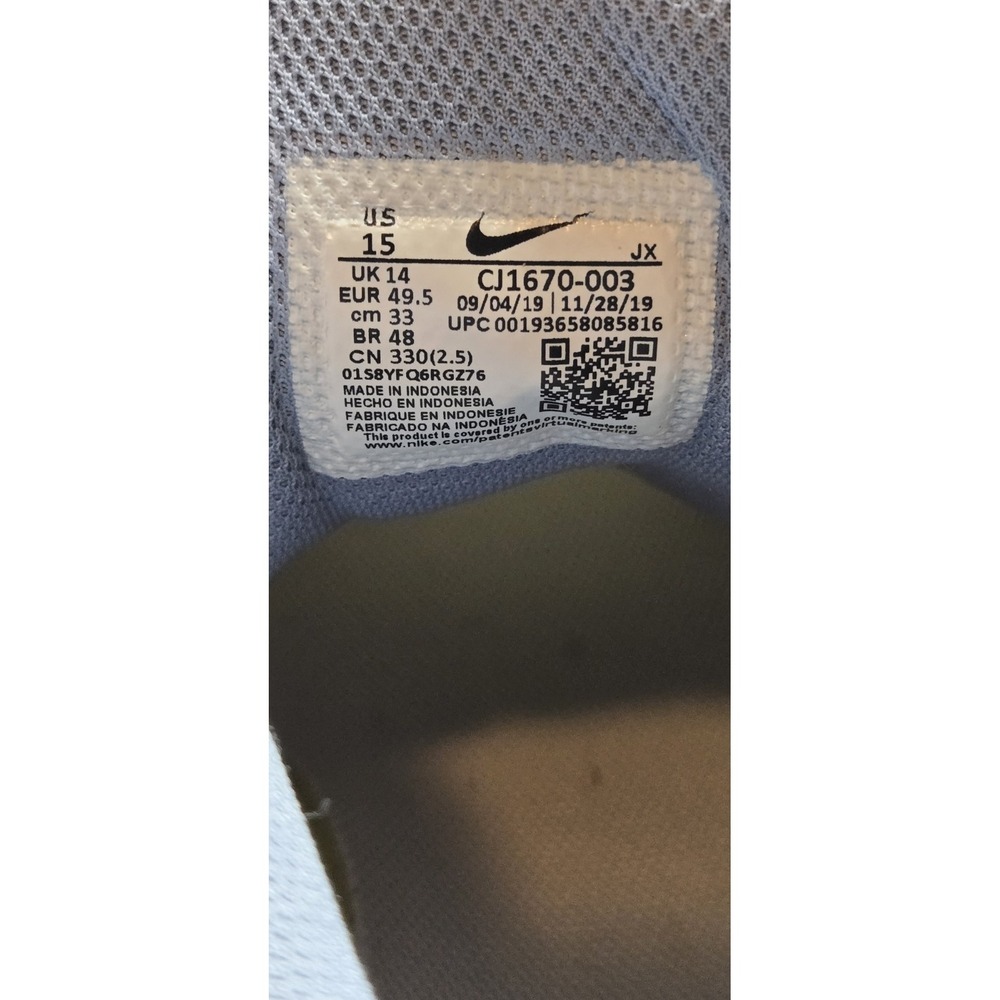RARE size 15 Nike Air Max Fusion Pure Platinum Indigo Fog White CJ1670-003 Men - Picture 6 of 12